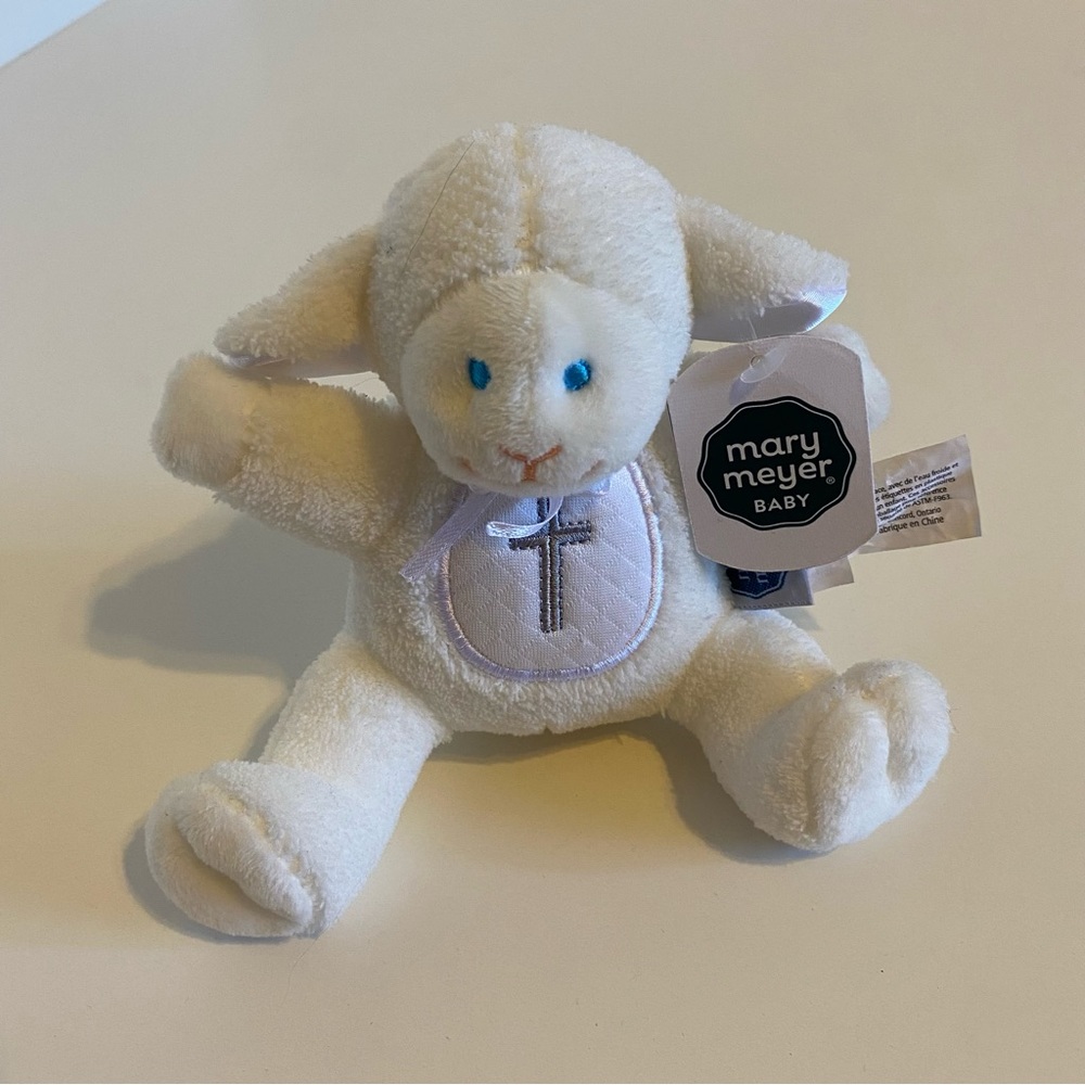 🌻NEW with tag Mary Meyer Baby Stuffed Toy White Lamb with Cross